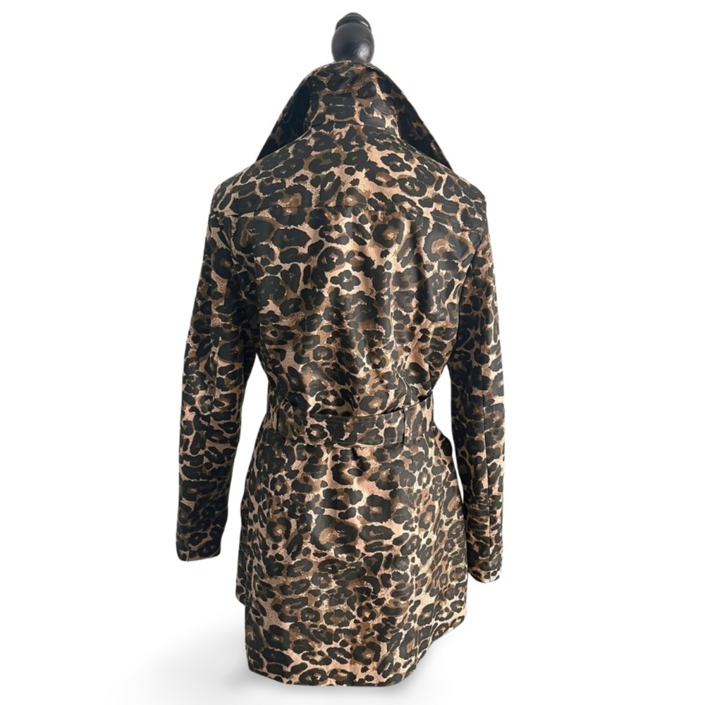 Leopard Print Trench Coat Belted Animal Print Statement Jacket Size Large - Picture 5 of 5